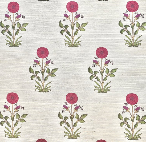 Fuchsia/Magenta Wallpaper – Large Marigold | Sisal Grasscloth, By Yard