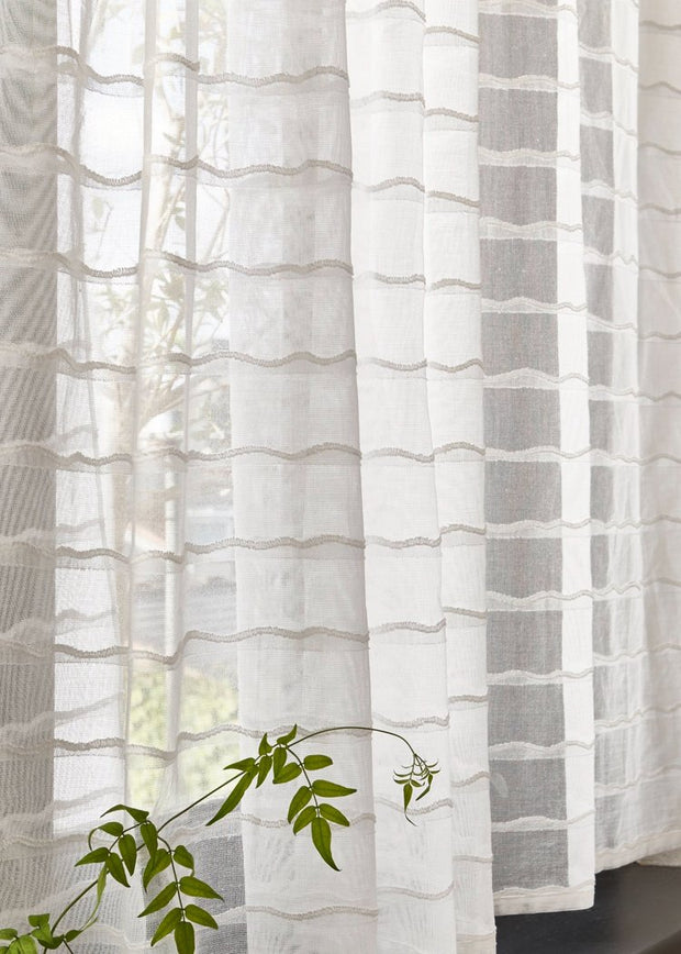 Ivory Fabric - Leni Stripe Sheer | Sheer Cotton Madras | Supply Showroom
