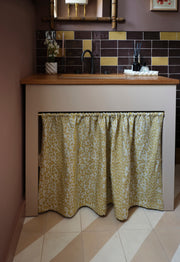 Aqua Chartreuse Leopard Linen Fabric - 144cm Width, 24.48cm x 30.03cm Repeat | SupplyShowroom