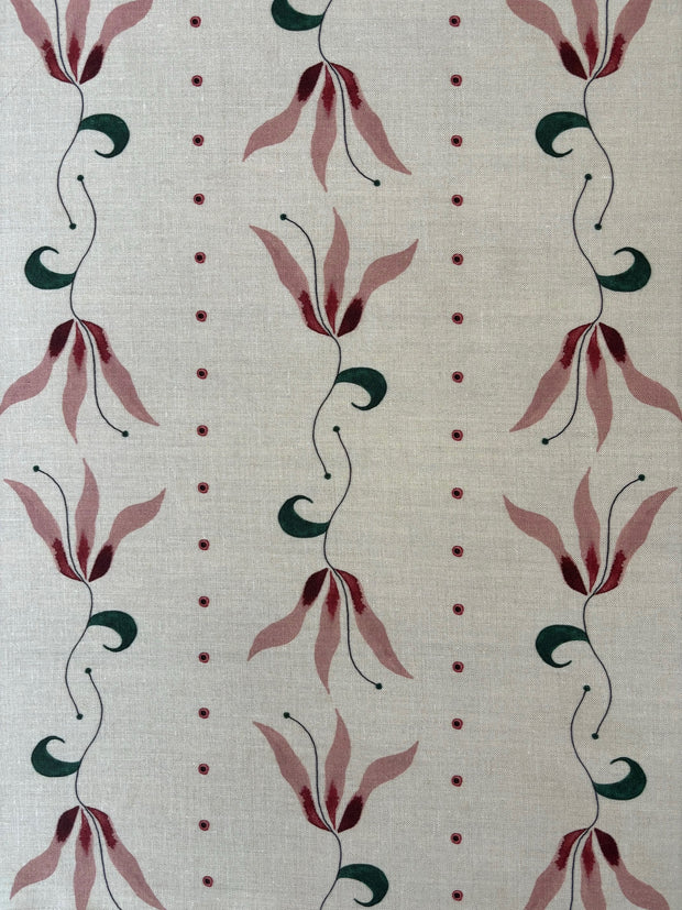 Ludivine Fabric – Rosewood on Natural Linen, Sold by the Yard