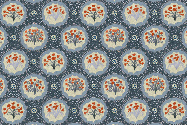 Bluebird Monica Linen/Cotton Canvas Fabric – 54" Width, 12" x 14.58" Repeat