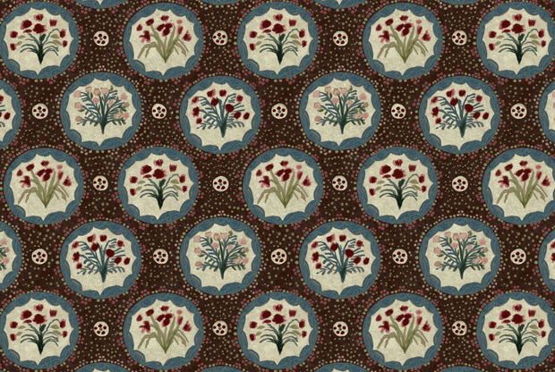 English Brown Monica Linen/Cotton Canvas Fabric – 54" Width, 12" x 14.58" Repeat