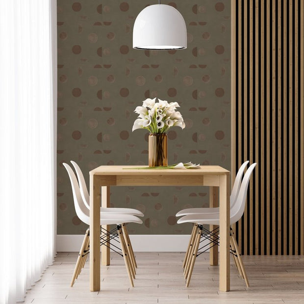 Winter Moon - Lunar Phase Wallpaper - Non-Woven Fiber, Straight Match | Supply Showroom