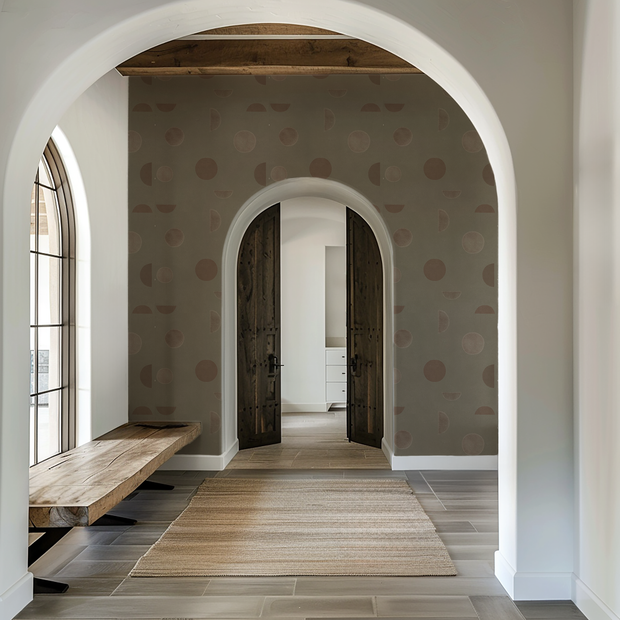 Winter Moon - Lunar Phase Wallpaper - Non-Woven Fiber, Straight Match | Supply Showroom