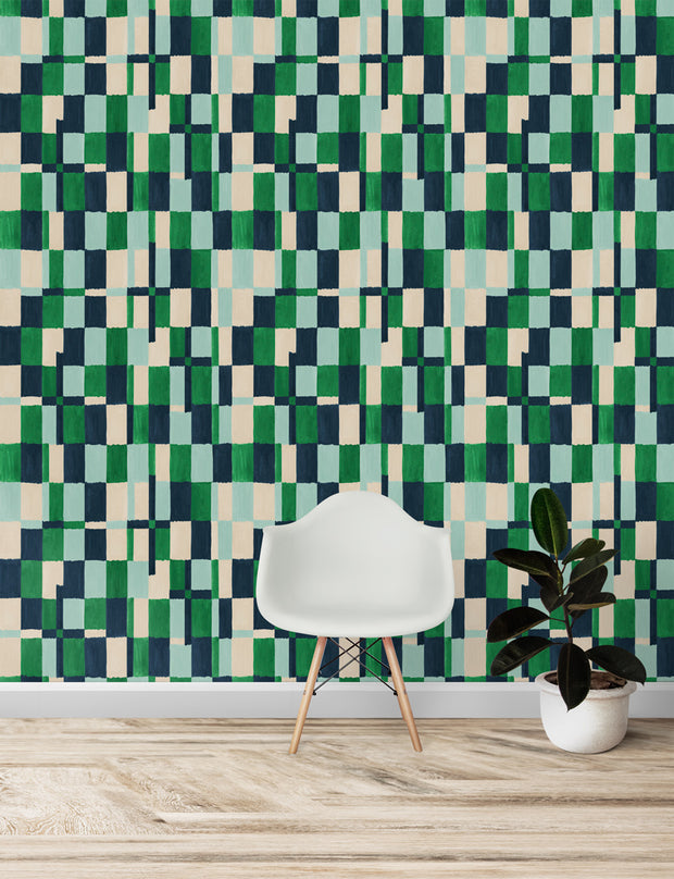 Lygia Wallpaper – Green & Blue | Elegant Floral Wall Covering