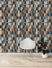Lygia Wallpaper – Rust & Blue | Stylish Floral Wall Covering