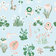 Marsh Flower Wallpaper in Blue Tint & Pink Clay | Sarah Gordon