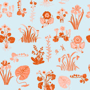 Marsh Flower Wallpaper in Blue Tint & Terracotta | Sarah Gordon