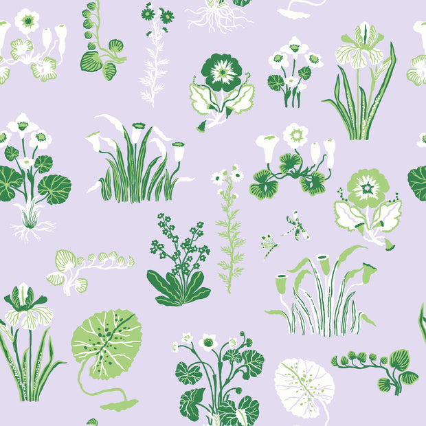 Marsh Flower Wallpaper in Lilac & Celadon | Sarah Gordon Design