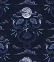 Moonlight Moon Snake Linen Fabric - 54" Width, 27" x 20" Repeat | SupplyShowroom