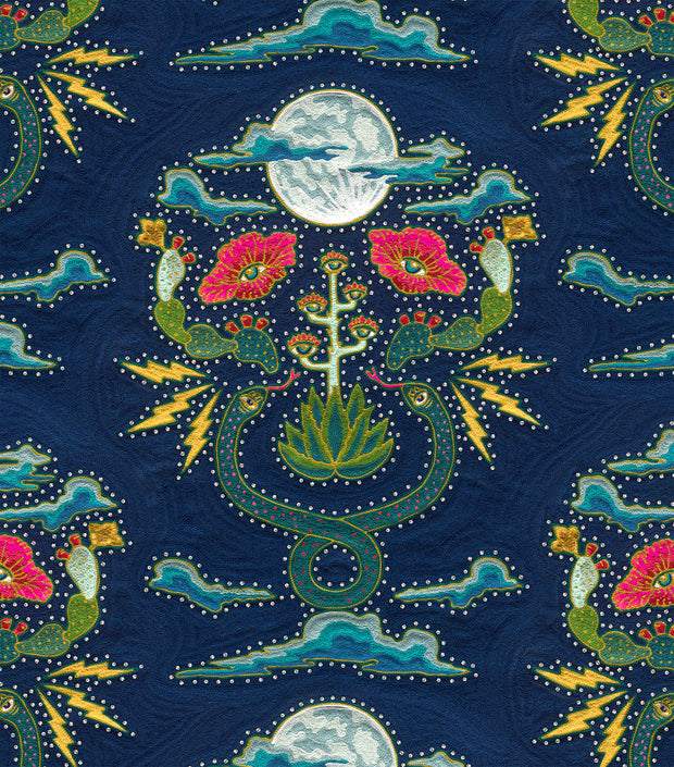 Nocturnal - Moon Snake Rhinestone - 100% Linen Fabric - Premium Quality | Supply Showroom
