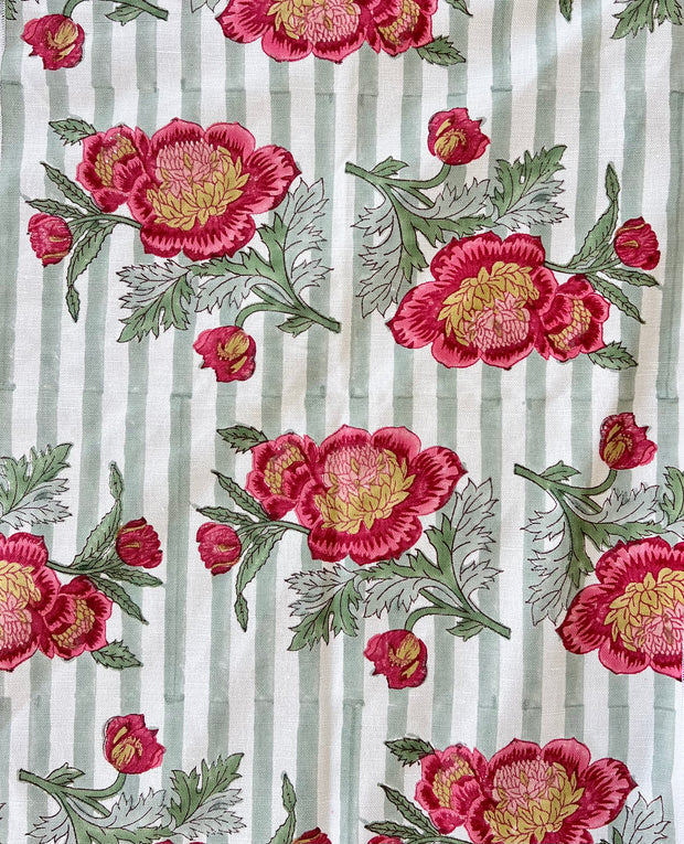 Mist Stripe on Ivory Madeleine Rose Fabric – Cotton-Linen | Supply Showroom