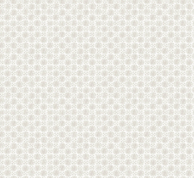 A section of wallpaper with a geometric pattern, featuring a repeating design in gray and white. Shale - Madras Geo Wallpaper by Panel