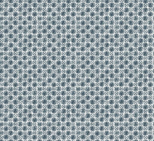 A patterned wallpaper featuring a geometric design with blue and white colors. Slate - Madras Geo Wallpaper by Panel