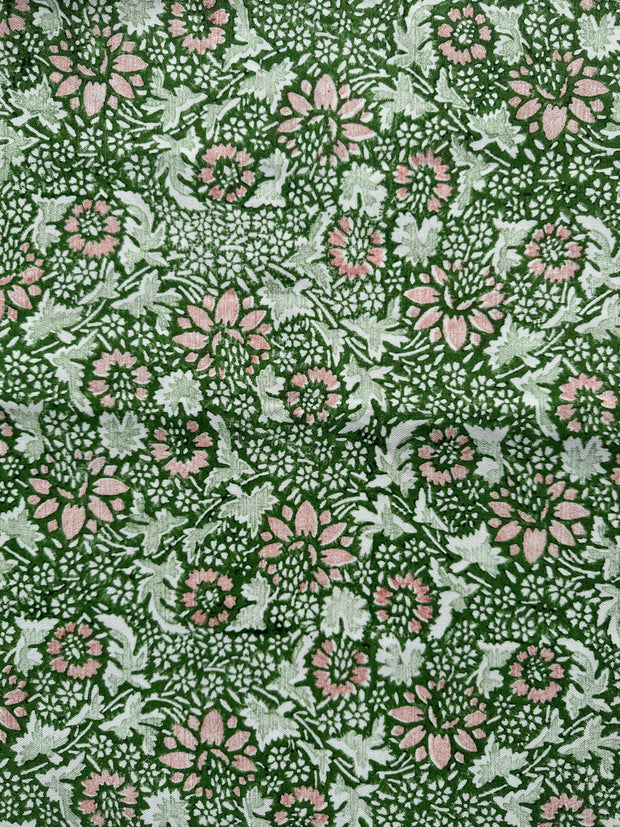 Fresh Green/Pale Pink Fabric - Marigold | Linen-Cotton Blend | Supply Showroom