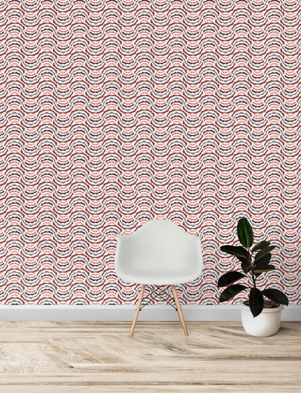 Marola Wallpaper – Aubergine & Blue | Elegant Floral Wall Design