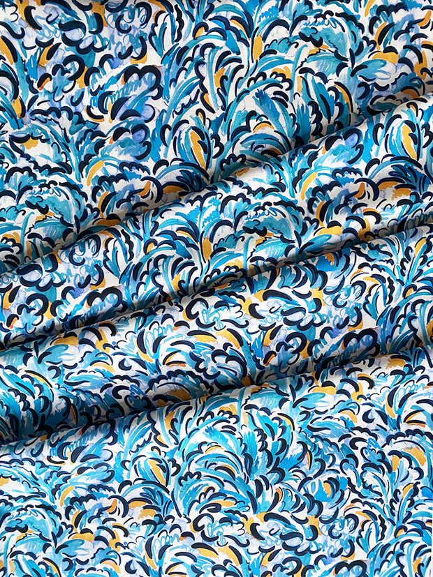 Blue Mélodie Sauvage Fabric - Linen Cotton Nylon Blend - Premium Quality | Supply Showroom