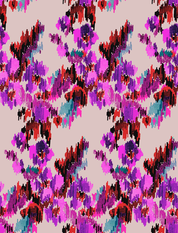 Fuchsia & Flame Moire Wallpaper – Non-Woven Straight Match | Double Roll