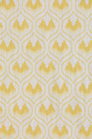 Mustard Ikat Heart Fabric – Cotton Linen, 140cm, 2.25"x3.6" Repeat