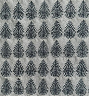Navy/Silver - Reversible Leaf Woven Fabric | PFAS-Free | Sold by the Yard