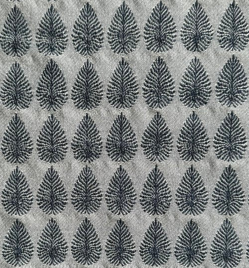 Navy/Silver - Reversible Leaf Woven Fabric | PFAS-Free | Sold by the Yard
