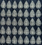 Navy/Silver - Reversible Leaf Woven Fabric | PFAS-Free | Sold by the Yard