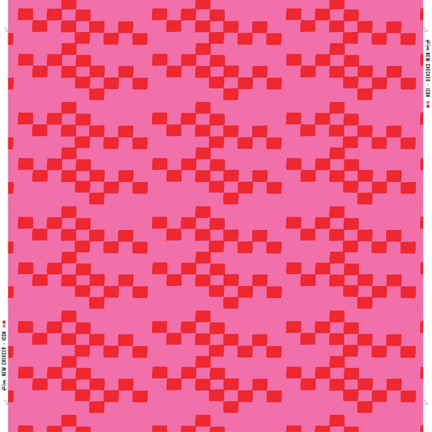 A pink wallpaper with a geometric checkered pattern in red and white.
Icon Wallpaper – New Checker Pattern with Smooth Clay Finish