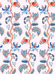 Pale Pink & Navy Wallpaper – Orchid Scallop Collection | Elegant Design