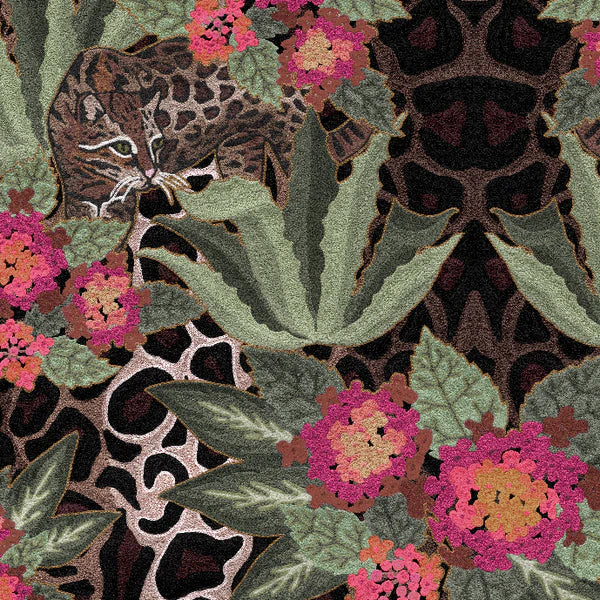 Fuschia Ocelot Lantana Linen Fabric - 54" Width, 27" x 35" Repeat | SupplyShowroom
