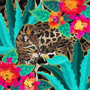 Scarlet Ocelot Lantana Linen Fabric - 54" Width, 27" x 35" Repeat | SupplyShowroom