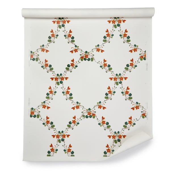 Original Nasturtium Lattice Wallpaper – 54" Wide, Sold by Yard