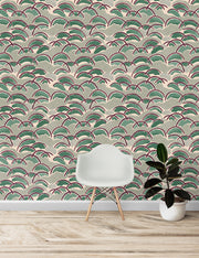 Eggplant + Green Wallpaper – Orla | 5 Yard Clay-Coated Roll
