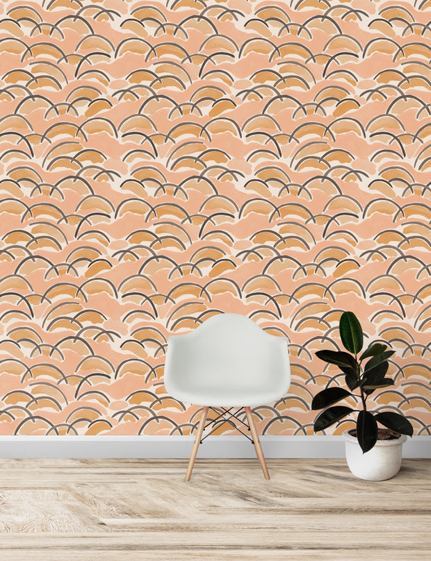 Fendi + Peach Wallpaper – Orla | 5 Yard Clay-Coated Roll