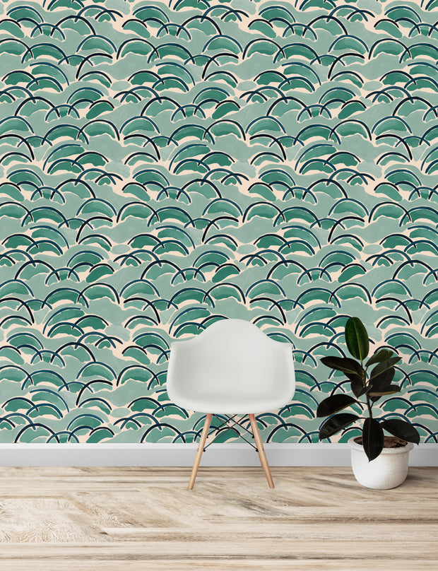Teal Wallpaper – Orla | 5 Yard Clay-Coated Roll, 27" Wide