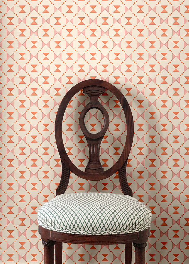 Pink & Coral Bow Tie Quilt Wallpaper – 10m Nonwoven Roll
