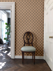 Beige & Steel Grey Bow Tie Quilt Wallpaper – Nonwoven Roll, Modern Style