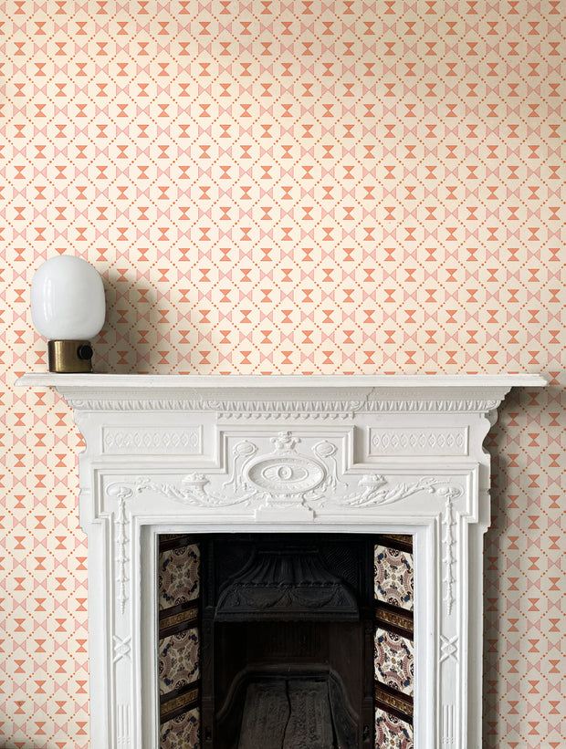 Pink & Coral Bow Tie Quilt Wallpaper – 10m Nonwoven Roll