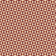 A wallpaper with a geometric pattern featuring diamonds and triangles in a red color on a beige background.