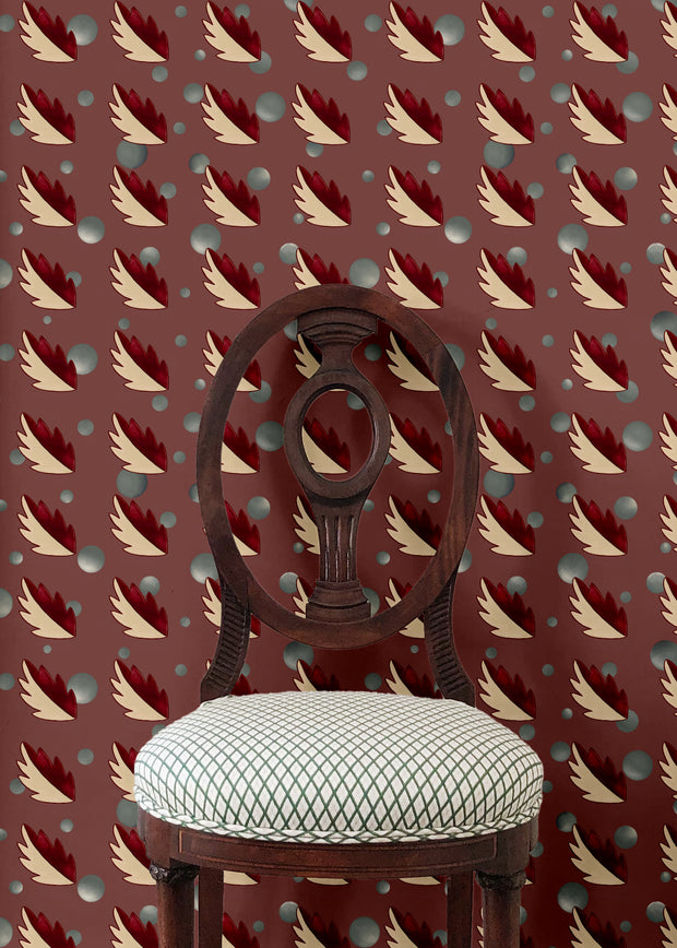 Burgundy Red Faerie Wallpaper – Nonwoven 10m Roll, 48.7cm Repeat