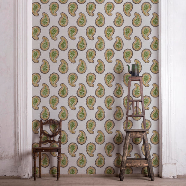 Layered Leaves - Paisley Wallpaper - Grasscloth, Straight Match | Supply Showroom