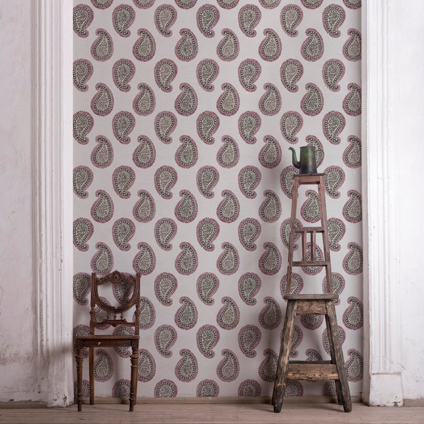 Silk Swirl - Paisley Wallpaper - Grasscloth, Straight Match | Supply Showroom