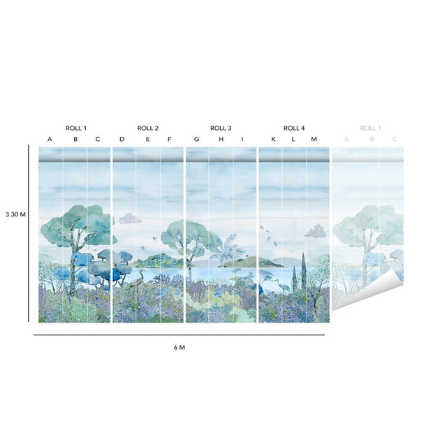Blue - Laguna Wallpaper | Panoramic Wall Mural