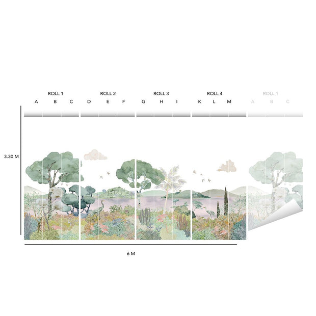 Pink on White - Laguna Wallpaper | Modern Wall Mural
