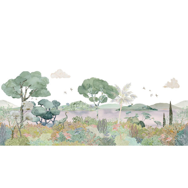 Pink on White - Laguna Wallpaper | Modern Wall Mural