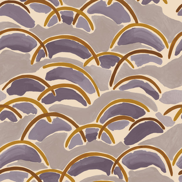 Ochre + Lavender Wallpaper – Orla | 5 Yard Clay-Coated Roll
