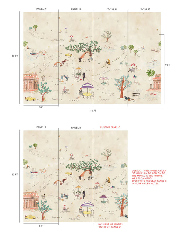 Ecru Prospect Park Wallpaper – Large Clay Coated Panel Wallcovering