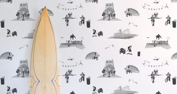 I Love LA Wallpaper – Pacific Avenue | Clay-Coated, 51.5" Wide, By Yard