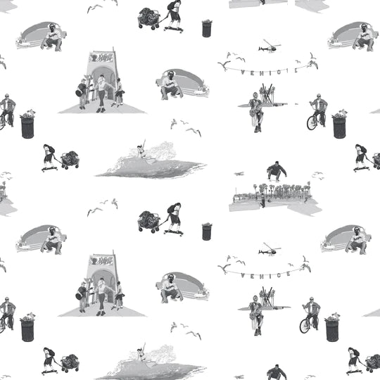 I Love LA Wallpaper – Pacific Avenue | Clay-Coated, 51.5" Wide, By Yard