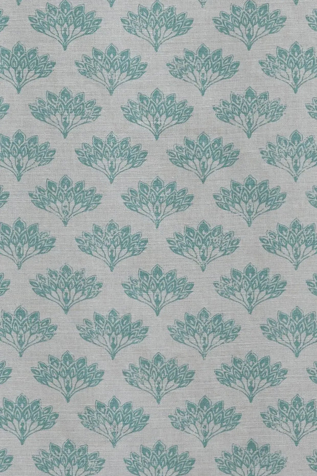 Teal - Peacock Fabric - Linen Cotton Print | Supply Showroom