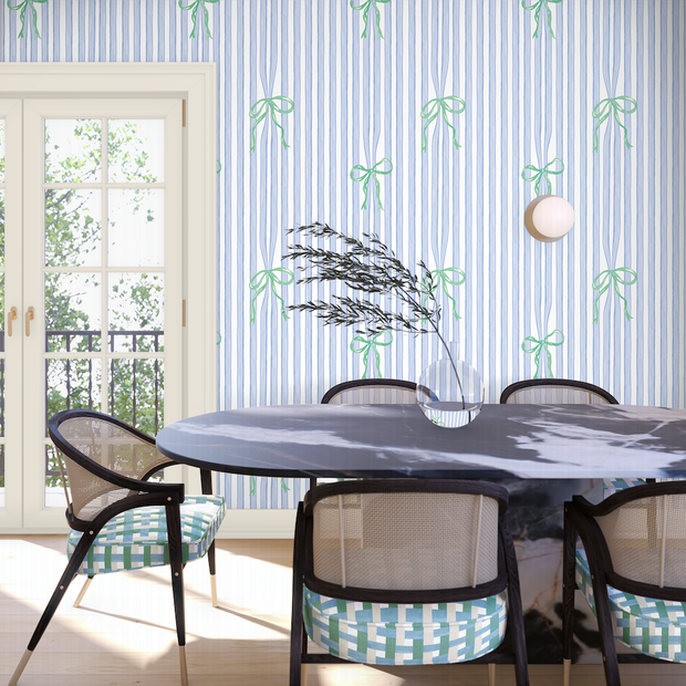 Blue Wallpaper – Bow Stripes Collection | Timeless Stripes